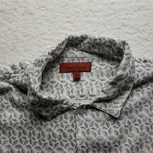 Avant Garde Shirt Mens Small Gray Floral Short Sleeve Cotton Button-Up Casual